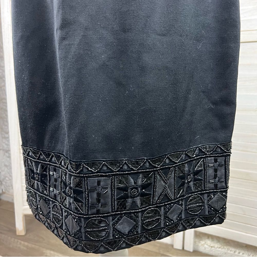 Vintage ERAZ Embellished Beaded Black Wool Skirt 10 - Picture 3 of 9